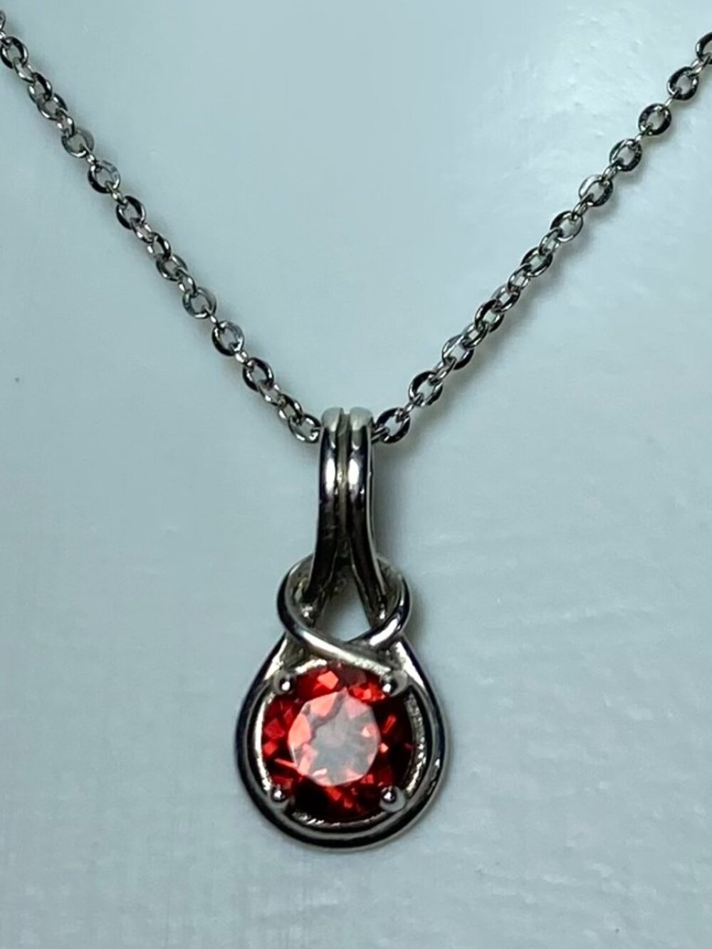 ANGARA Sterling Silver Natural Garnet Solitaire Pendant Necklace 18" 925 Signed